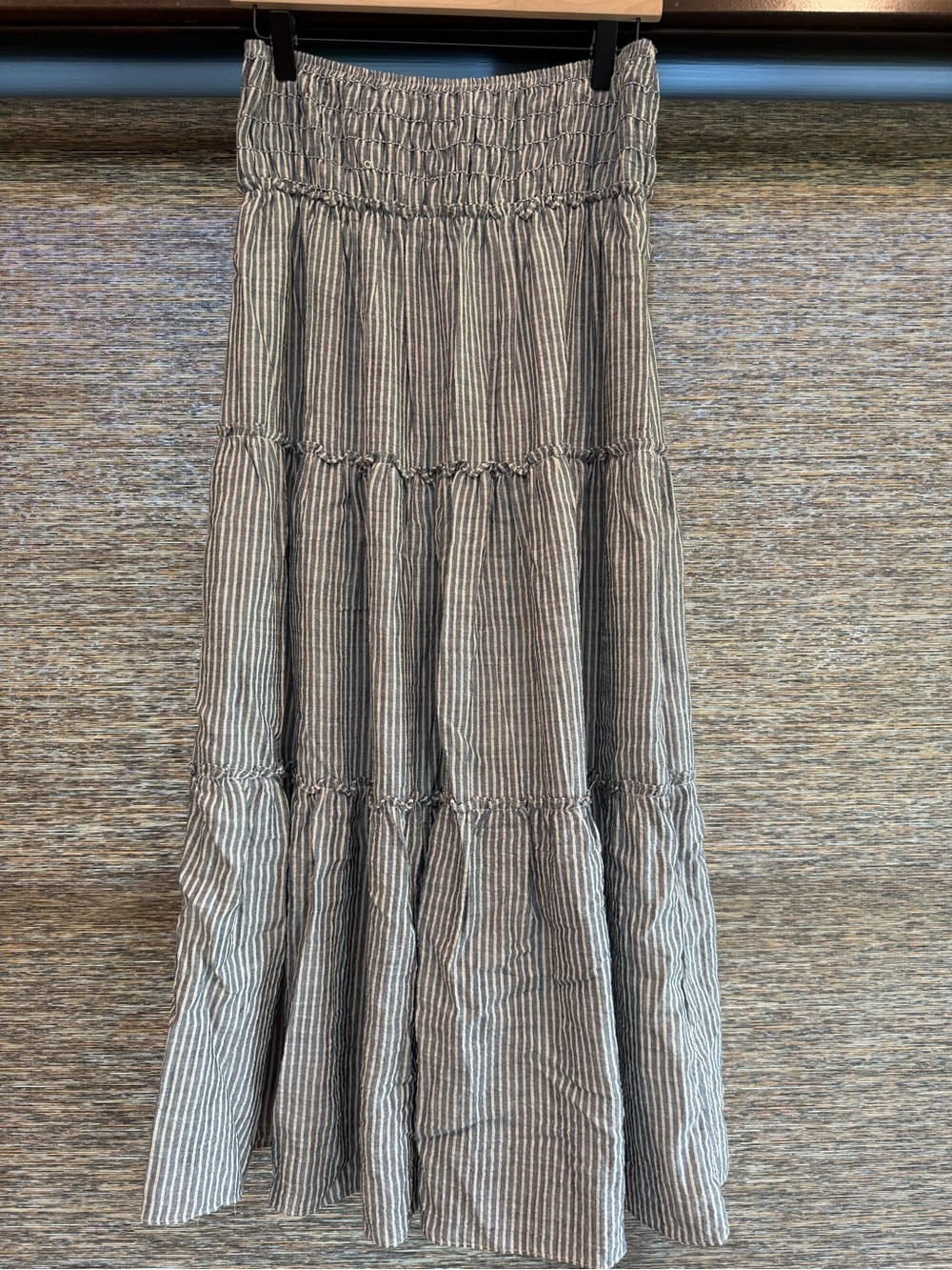 Max Studio Black & White Striped Tiered Maxi Skirt